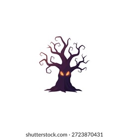 Árbol de miedo con el Arte vectorial de los ojos. Grande para el tema de Halloween, bosque oscuro y la ilustración espeluznante del diseño.