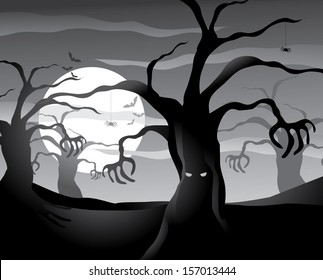 Scary tree forest. EPS 10 vector, grouped for easy editing. No open shapes or paths.