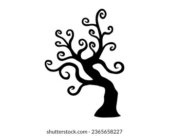 Scary Tree Halloween Silhouette Illustration