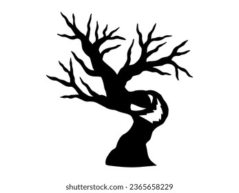 Scary Tree Halloween Silhouette Illustration