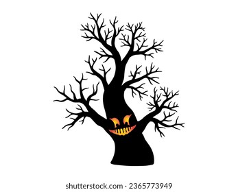 Scary Tree Halloween Silhouette Illustration