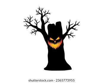 Scary Tree Halloween Silhouette Illustration