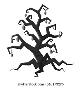Scary tree icon. Gray monochrome illustration of scary tree vector icon for web