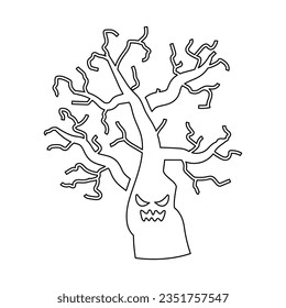 Scary Tree Icon In Outline Style