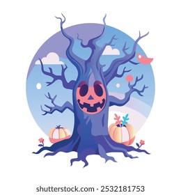 Ilustración de árbol de miedo en estilo plano