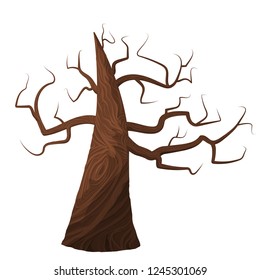 Scary tree on white isolated, vector illustration