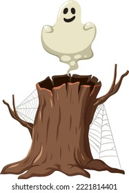 A Scary Tree Stump On White Background Illustration