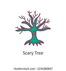 Scary Tree Vector Filled Outline Icon Stock Vector Royalty Free   Scary Tree Vector Filled Outline 260nw 2196380847 