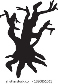 Scary trees doodle set. Vector illustration