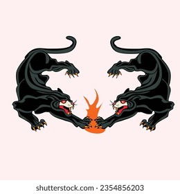 scary two angry black panther tattoo