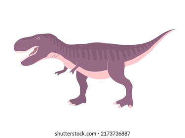 Scary Tyrannosaurus Rex. Carnivorous Big Lizard. Prehistoric Pangolin. Predatory Dinosaur Hunter Of The Jurassic Period. Vector Flat Illustration Isolated On White Background