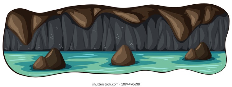 A Scary Underground River Cave  illustration