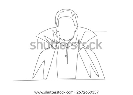 Scary vampire concept one-line drawing