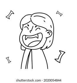 Scary vampire girl in doodle style. Halloween concept. Coloring. Vector illustration