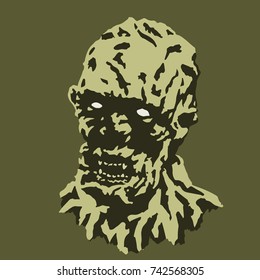 Scary vampire head. Vector illustration. The horror genre. Scary fictional nightmare character.