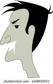 Vampiro asustado, ilustración, vector sobre fondo blanco.