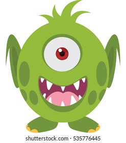 Funny Cartoon Scary Green Monster Vector Stock Vector (royalty Free 