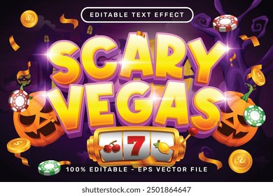 Efecto de texto de Scary Vegas y efecto de texto editable con fondo de Halloween	
