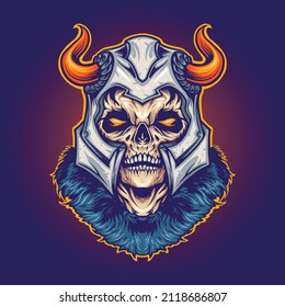 Scary viking skull head horn