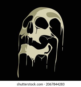 scary vintage melting skull of a human. Can be used in scary art projects posters or banners, gaming logo or many other spooky designs. Perfect for Halloween night. svg