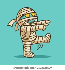 Scary Walking Mummy Cartoon Character