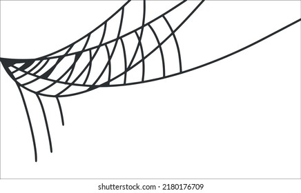 Scary web as a symbol of Halloween. Vector art illustration in a linear style. Festive background. Happy Halloween.
