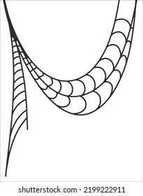 Scary web as a symbol of Halloween.
Vector art illustration in a linear style. Festive background. Happy Halloween.