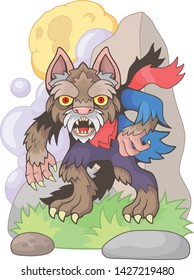 scary werewolf cartoon funny design illustration