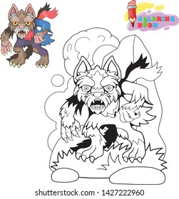 scary werewolf cartoon funny design illustration