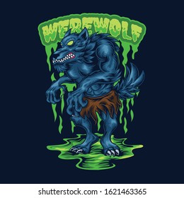 Scary Werewolf Character Vector Illustration