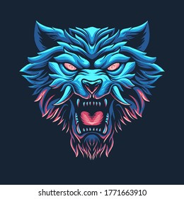 Scary Werewolf Head Illustration Vector