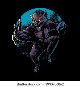 the scary werewolf vector illustration