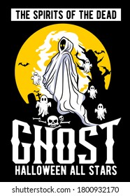 Scary White Ghost vector illustration