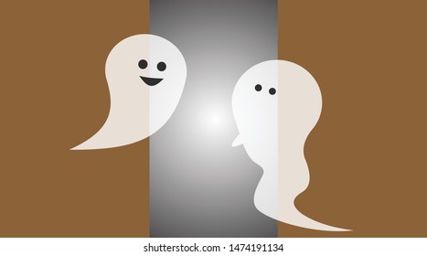 Scary White Ghosts on Halloween - Transparent Ghosts Vector eps 10. Cute ghosts vector