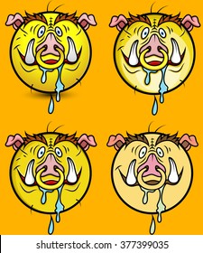 Scary Wild Hog Emoji Smiley Emoticon Set
