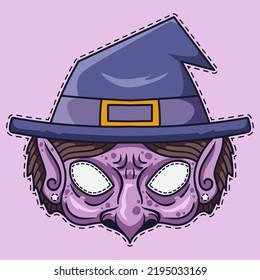 Scary Witch Halloween Mask Illustration