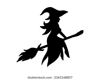 Scary Witch Halloween Silhouette Illustration