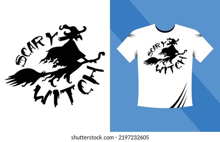 Scary Witch - Halloween Svg-cut T-Shirt design template. Happy Halloween t-shirt design template easy to print all-purpose for men, women, and children