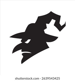 Scary witch head profile silhouette vector icon	