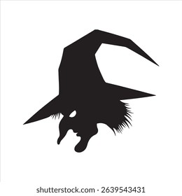 Scary witch head profile silhouette vector icon	