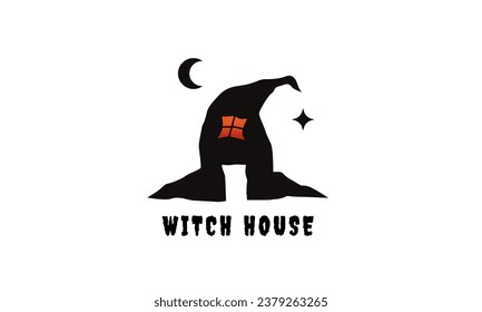 Scary witch house logo vector design