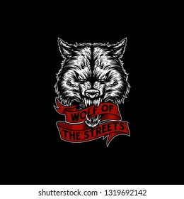 Scary Wolf with Banner logo