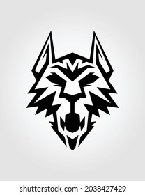 Scary wolf or dog head - stylized cut out vector icon