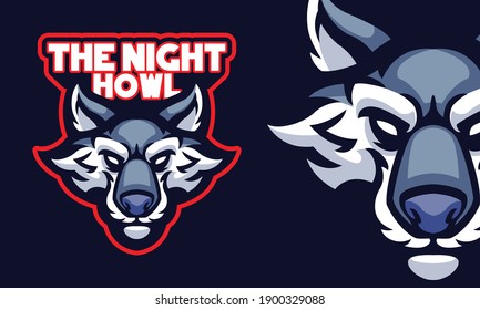 scary wolf head sports logo mascot illustration