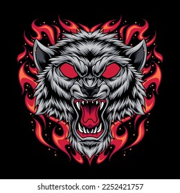 Scary wolf head vector illustration