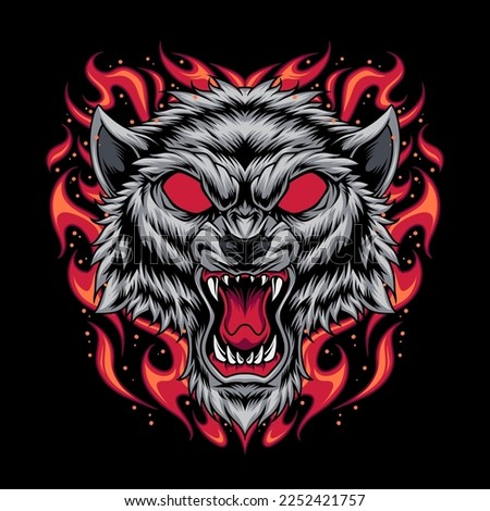 Scary wolf head vector illustration