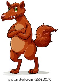 Scary wolf on a white background