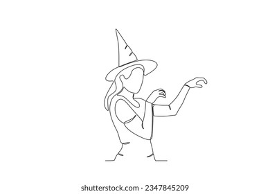A scary woman at a Halloween event. Halloween one-line drawing
