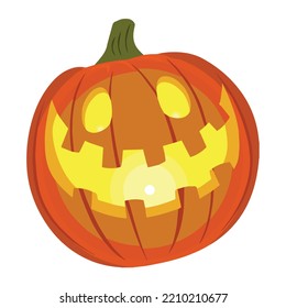 scary yellow Halloween Pumpkin vector, white background