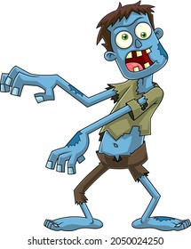Scary Zombie Cartoon Character Howling. Vector Hand Drawn Illustration Isolated On White Background